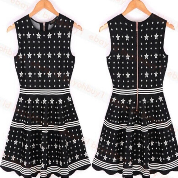 Ted Baker London Mariae Star Skater Dress Size 2 US 6 Jacquard Knit - Picture 5 of 6
